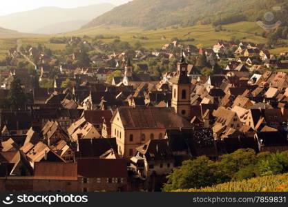 the olt town of the village of Riquewihr in the province of Alsace in France in Europe. EUROPE FRANCE ALSACE