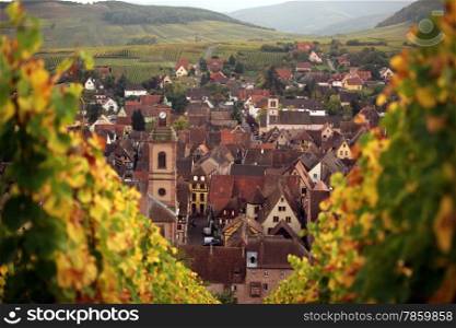the olt town of the village of Riquewihr in the province of Alsace in France in Europe. EUROPE FRANCE ALSACE