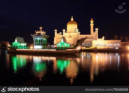 the Omar Ali Saifuddien Mosque in the city of Bandar seri Begawan in the country of Brunei Darussalam on Borneo in Southeastasia.. ASIA BRUNEI DARUSSALAM