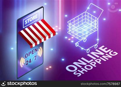 The online shopping concept with smartphone - 3d rendering. Online shopping concept with smartphone - 3d rendering