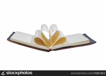 The open book of the book on the white background