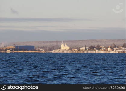 the opposite shore of the lake