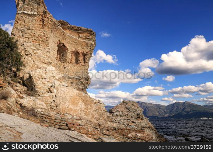 The original Mortello Tower at Punta Mortella on the coast of the Desert Des Agriates near St Florent, Corsica