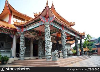 The ornate architecture at Guan Ying Temple in Malaysia. Guan Ying Temple in Malaysia