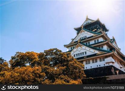 The Osaka castle in Osaka, Japan, is the famous landmark and popular tourist destination of Osaka.