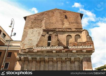 The outer wall of an ancient building in Rome, Italy