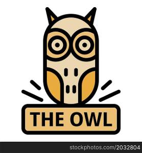 The owl icon. Outline the owl vector icon color flat isolated. The owl icon color outline vector
