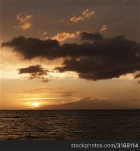 The Pacific Ocean at sunset near Maui, Hawaii.