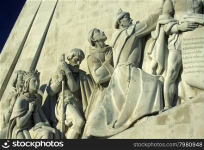 the padrao dos Descobrimentos in Belem in the city of Lisbon in Portugal in Europe.. EUROPE PORTUGAL LISBON PADRAO DOS DESCOBRIMENTOS