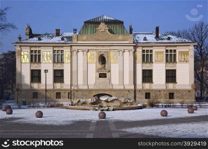 The Palace of Art building in the city of Krakow in Poland.