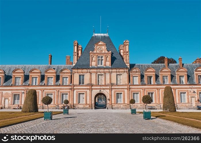 The Palace of Fontainebleau at daylight, France. The Palace of Fontainebleau at daylight