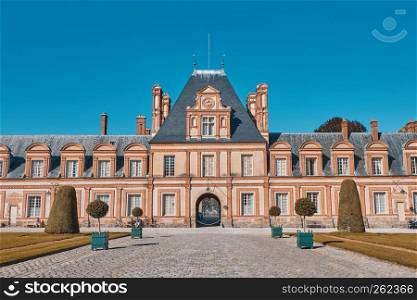 The Palace of Fontainebleau at daylight, France. The Palace of Fontainebleau at daylight