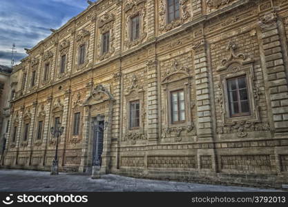 The Palace of the Province in the old town of Lecce in the southern of Italy: built in 1352 as Convent of the Celestine Fathers is a great baroque monument