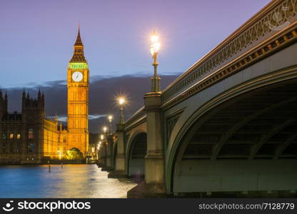 The Palace of Westminster Big Ben at night, London, England, UK