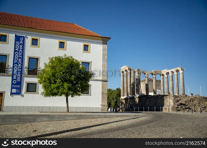 the Palacio da Inqusicao in the old Town of the city Evora in Alentejo in Portugal. Portugal, Evora, October, 2021