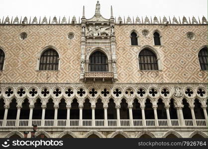 The Palazzo Ducale, built in Venetian Gothic style, is one of the main landmarks of Venice, Italy.