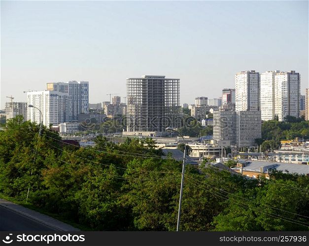 The panorama from the hight to Rostov on Don city. Russia