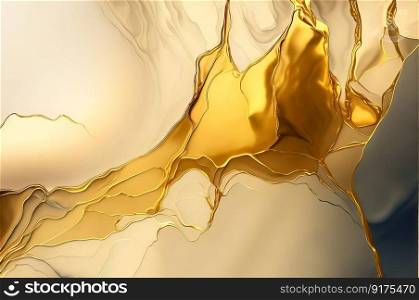 The paper art style of gold metallic marble, a watercolor background. Generative AI.