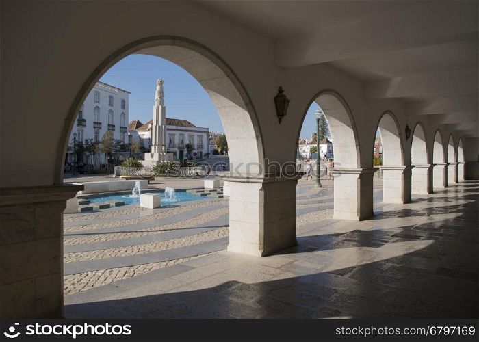 the parca da republica in the old town of Tavira at the east Algarve in the south of Portugal in Europe.. EUROPE PORTUGAL ALGARVE TAVIRA OLD TOWN