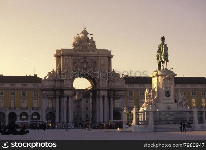 the parca do comercio in the city centre of Lisbon in Portugal in Europe.. EUROPE PORTUGAL LISBON PARA DO COMERCIO