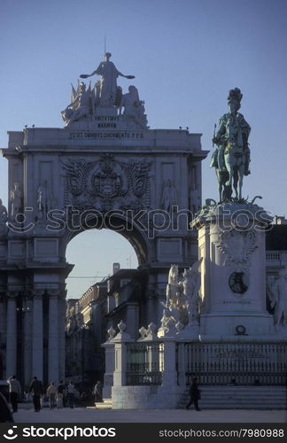 the parca do comercio in the city centre of Lisbon in Portugal in Europe.. EUROPE PORTUGAL LISBON PARA DO COMERCIO