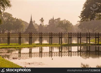 the Park with a temple Stupa in the Historical Park in Sukhothai in the Provinz Sukhothai in Thailand. Thailand, Sukhothai, November, 2019. ASIA THAILAND SUKHOTHAI HISTORICAL PARK