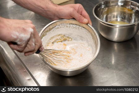 the pastry cook prepares the dough