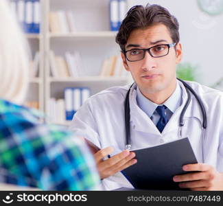 The patient visiting doctor for medical check-up in hospital. Patient visiting doctor for medical check-up in hospital