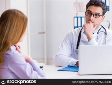 The patient visiting doctor for medical check-up in hospital. Patient visiting doctor for medical check-up in hospital
