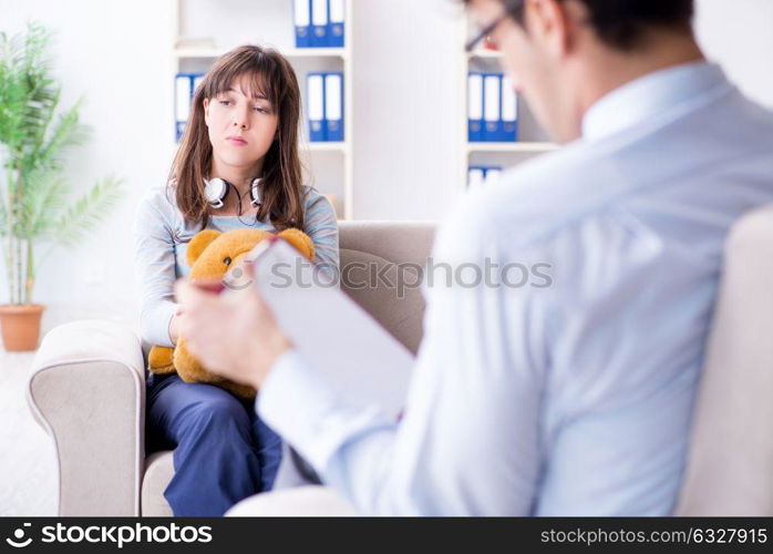 The patient visiting psychiatrist doctor for examination. Patient visiting psychiatrist doctor for examination