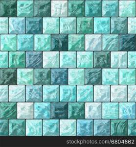 The pattern from the glass blocks in blue and green color.