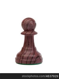The pawn. Wooden chess piece on the chessboard