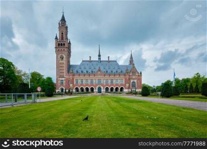 The Peace Palace international law administrative building in The Hague, the Netherlands houses the International Court of Justiceis. The Peace Palace international law administrative building in The Hague, the Netherlands