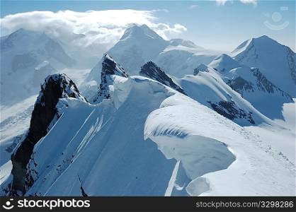 The peaks and glaciers of Monte Rosa massif, west Alps, Europe