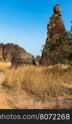 The peaks of Sindou are a rock formation near the town of Sindou, Burkina Faso. Part of the site is accessible to tourists.