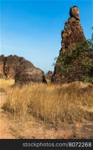 The peaks of Sindou are a rock formation near the town of Sindou, Burkina Faso. Part of the site is accessible to tourists.