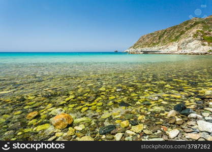 The pebble beach at Giottani on west coast of Cap Corse in Corsica