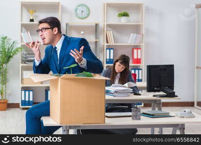 The person being fired from his work. Person being fired from his work