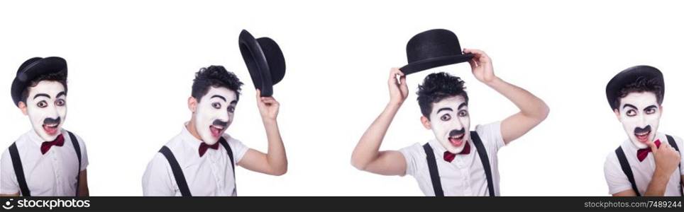 The personification of charlie chaplin on white. Personification of Charlie Chaplin on white