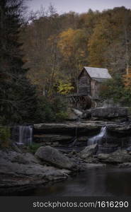 The photogenic Glade Creek Grist Mill of Babcock State Park during a mid-October morning.