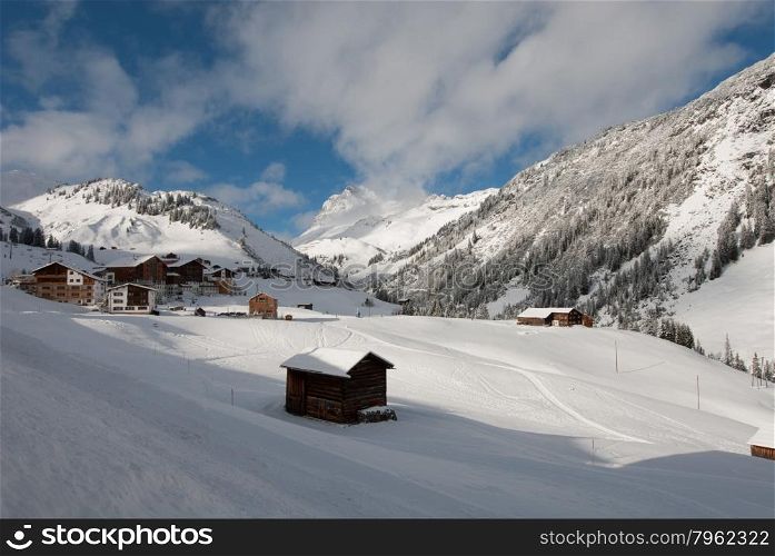 The picturesque alpine village of Warth, Austria