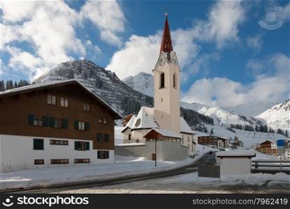 The picturesque alpine village of Warth-Schrocken, in Austria