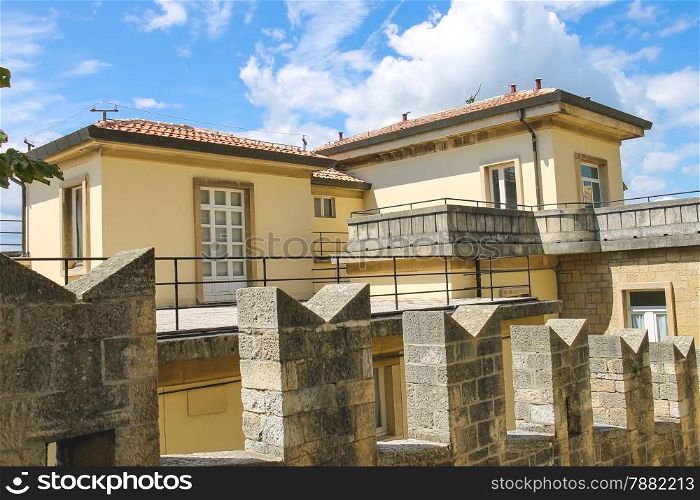 The picturesque house near the fortress wall in San Marino
