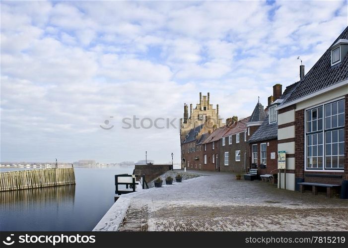 The picturesque town of Veere, Zeeland, the Netherlands, on a cold winter day