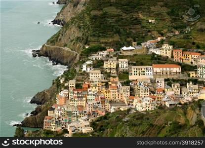The picturesque village of Riomaggiore, in the Cinque Terre National Park, Italy
