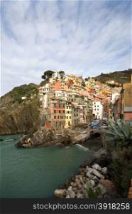 The picturesque village of Riomaggiore, in the Cinque Terre National Park, Italy