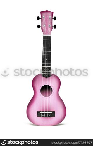 The Pink ukulele guitar isolated on the white background