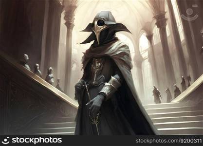 The plague doctor at the cemetery gates. Neural network AI generated art. The plague doctor at the cemetery gates. Neural network AI generated
