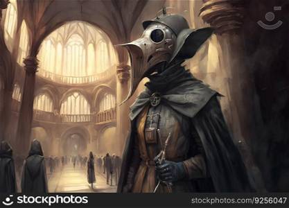 The plague doctor at the cemetery gates. Neural network AI generated art. The plague doctor at the cemetery gates. Neural network AI generated