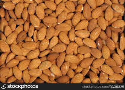 The plant texture, close-up of almonds nuts.